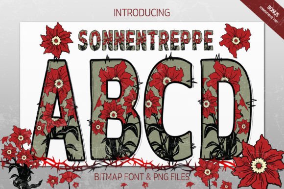 Sonnentreppe: Unveiling the Gothic Soul of a Floral Print Font